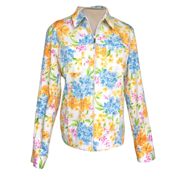 Jones New York Jackets & Blazers - Jones New York Signature Floral Zip Jacket L